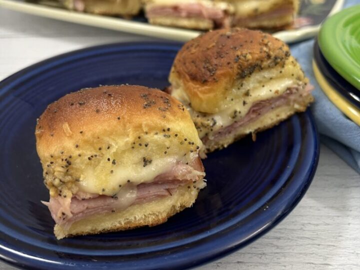 These ham and cheese sliders are easy to make and are a great party food.