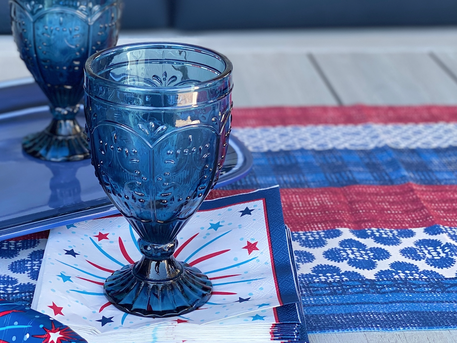 red white and blue table runner