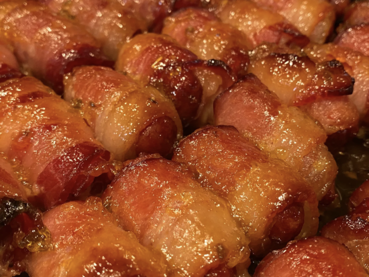 Candied Bacon Wrapped Little Smokies