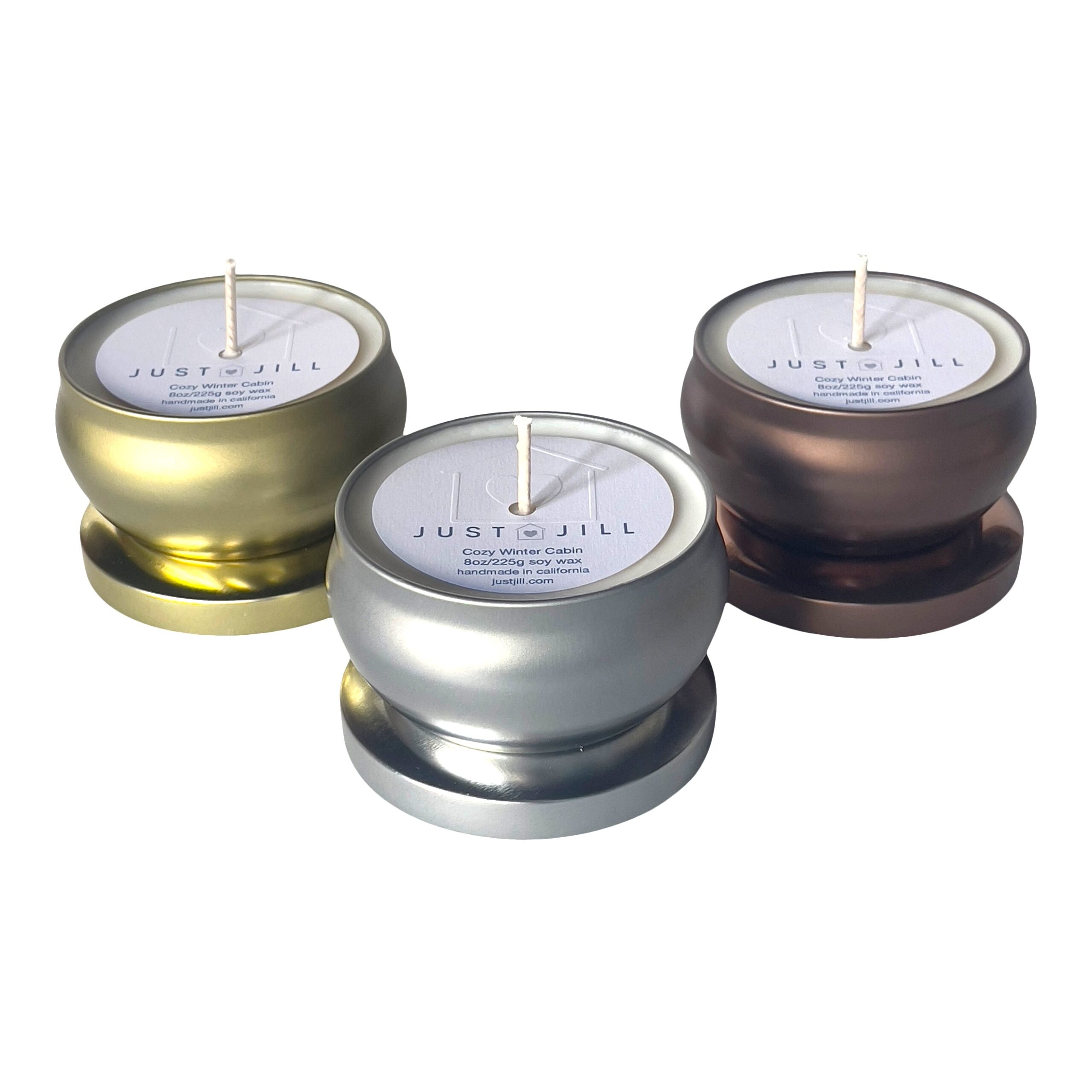 Just Jill Set of 3 Cozy Winter Cabin Candle Tins
