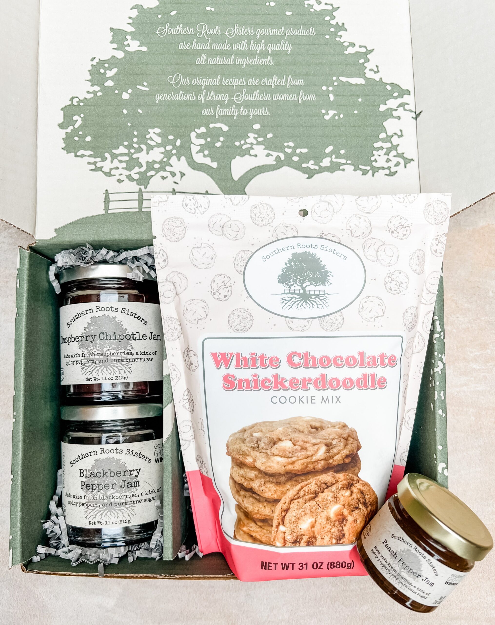 Southern Roots Sisters Raspberry and Blackberry Jam and Cookies Gift Set