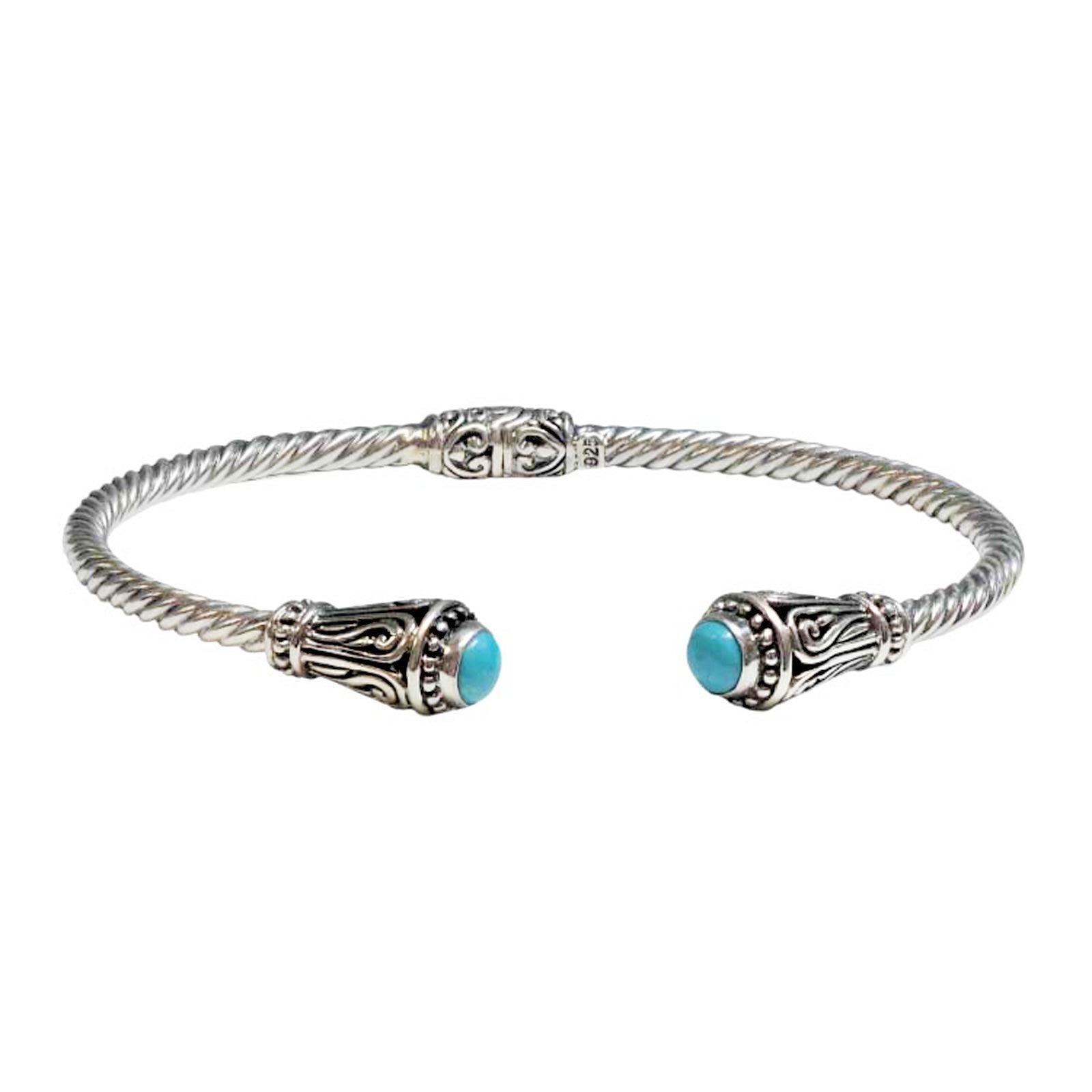 Bali Sterling Silver Turquoise Twisted Bangle