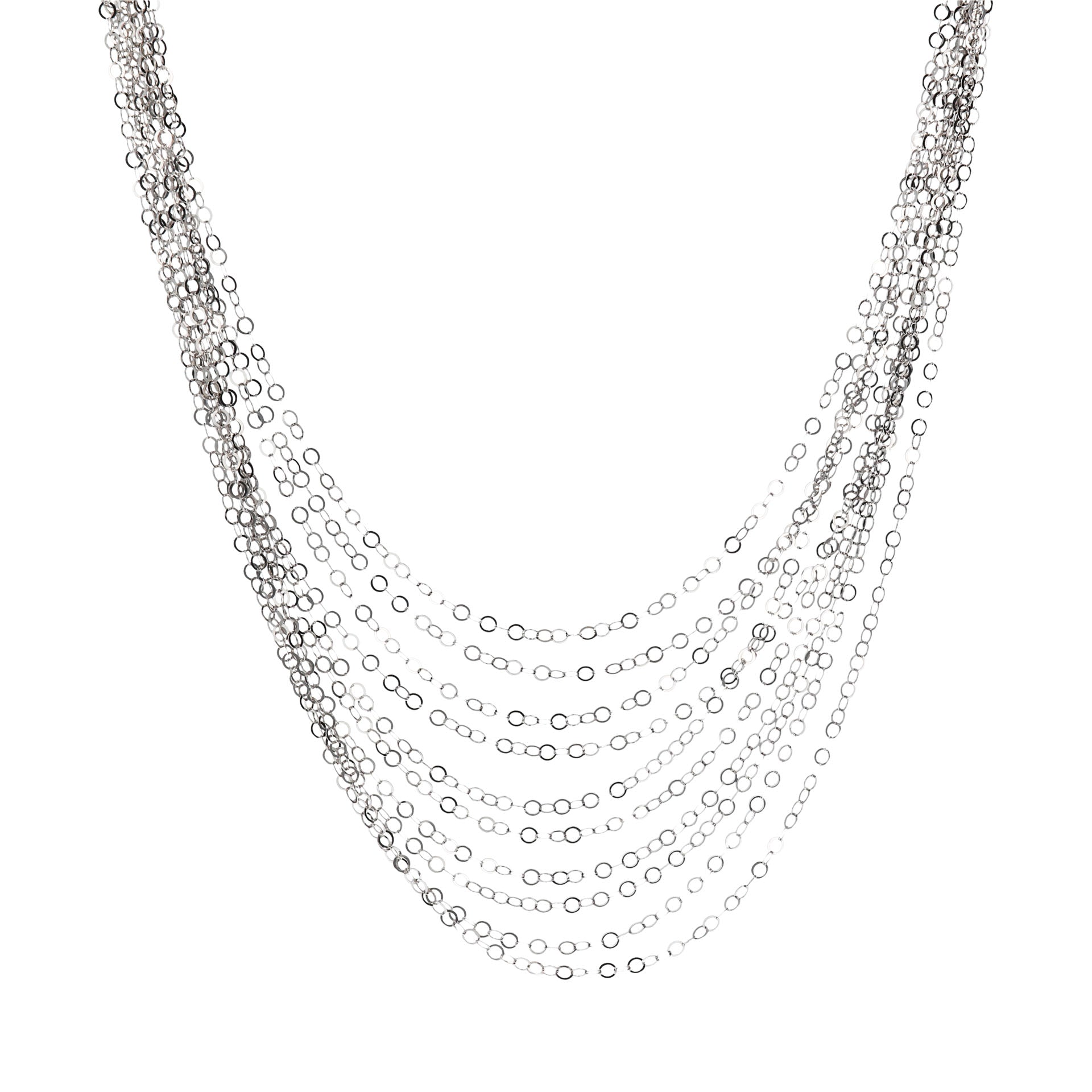 Italian Sterling Silver Diamond-Cut Graduated Multi-Strand Necklace