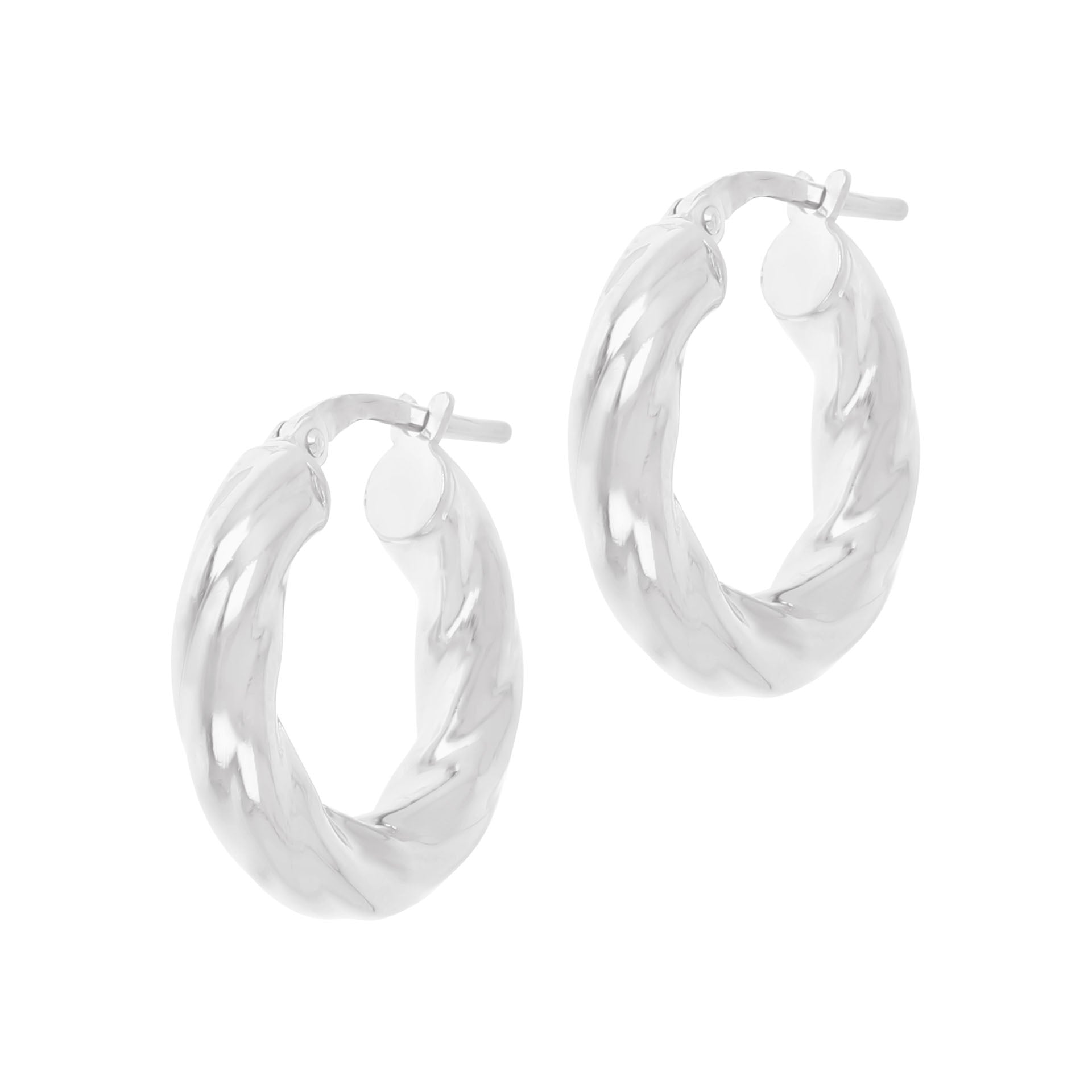 Italian Sterling Silver 3/4″ Polished and Twisted Hoop Earrings