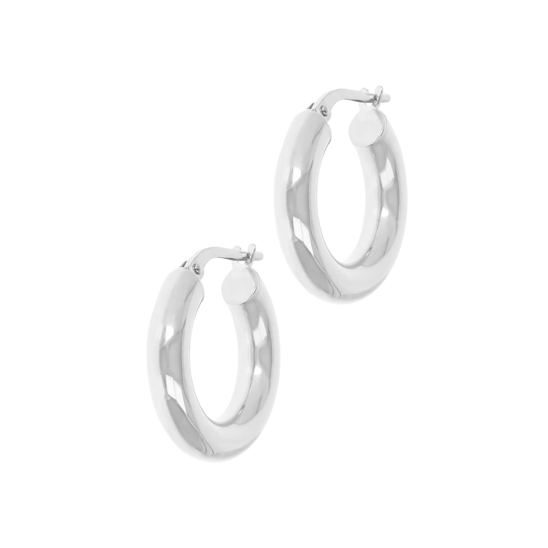 Italian Sterling Silver 3/4″ High-Polished Hoop Earrings