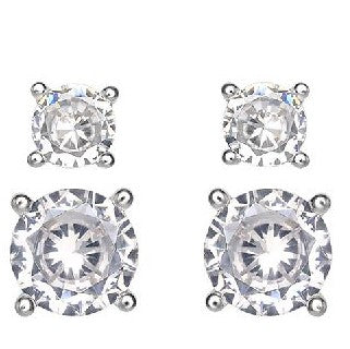 Sterling Silver 4mm and 6mm Round Cubic Zirconia Stud Earrings