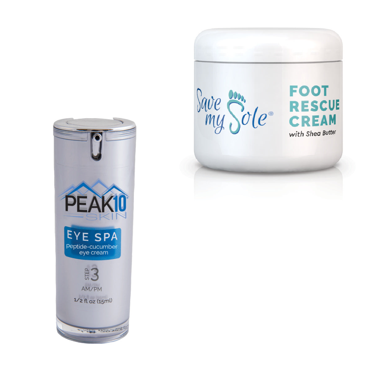 PEAK 10 SKIN Save My Sole Foot Cream and Eye Spa Peptide-Cucumber Duo