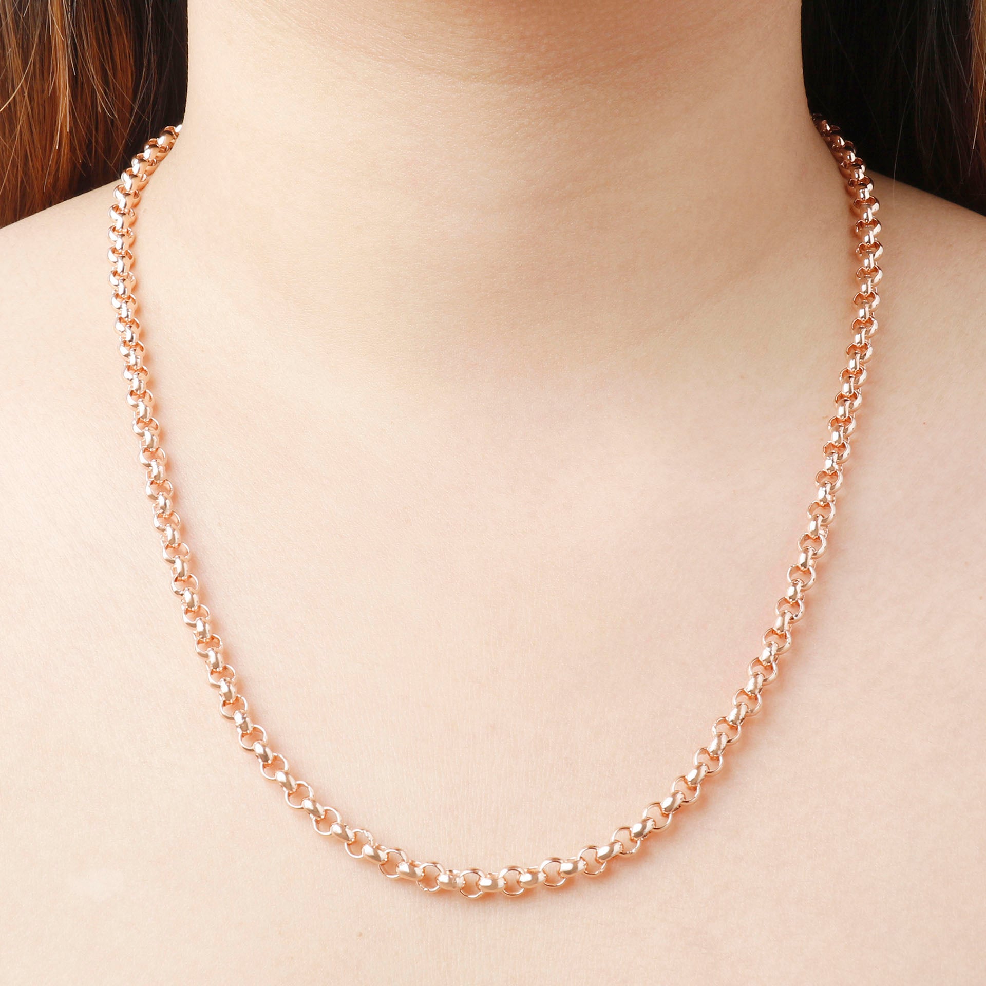 Bellissimo Bronzo Italian 20″ Rose Gold Rolo Link Necklace