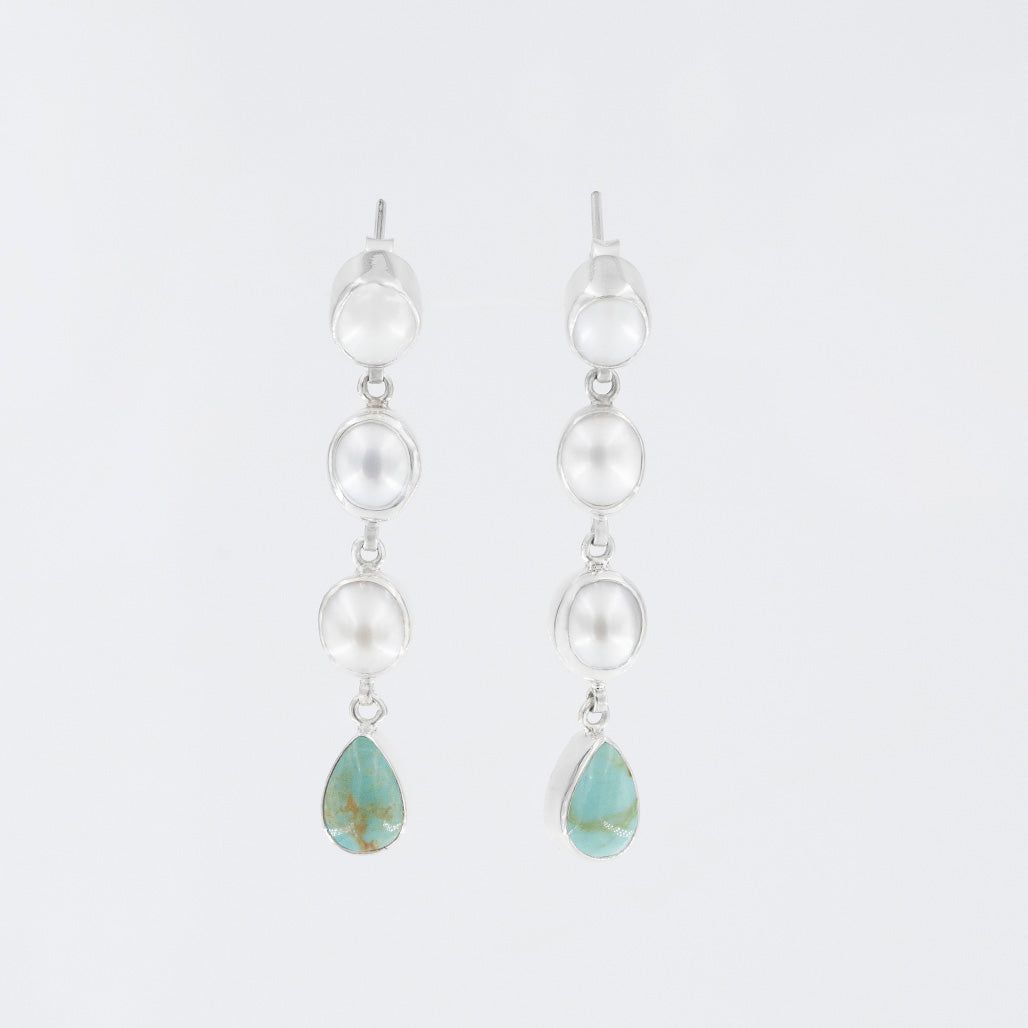 Linear Pearl and Gemstone Earrings by Claudia Agudelo