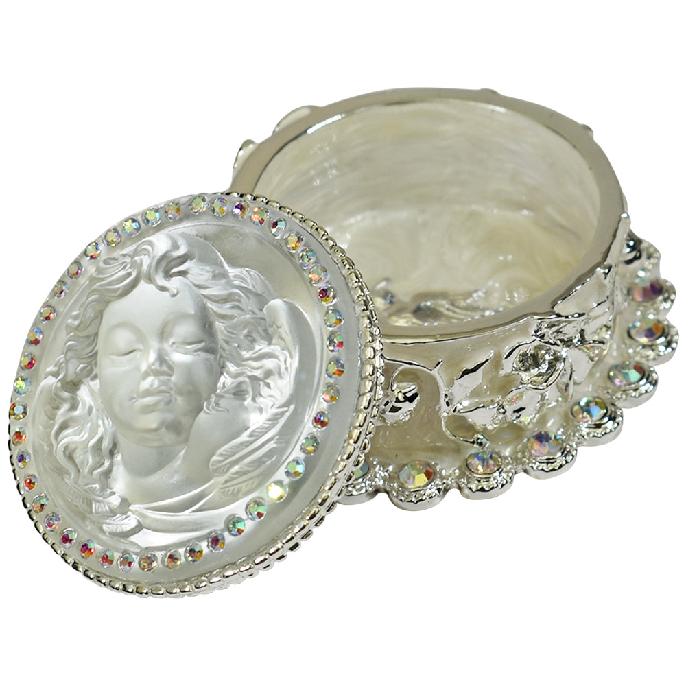 Goddess Dream Angel Trinket Box (Sterling Silvertone/Crystal)