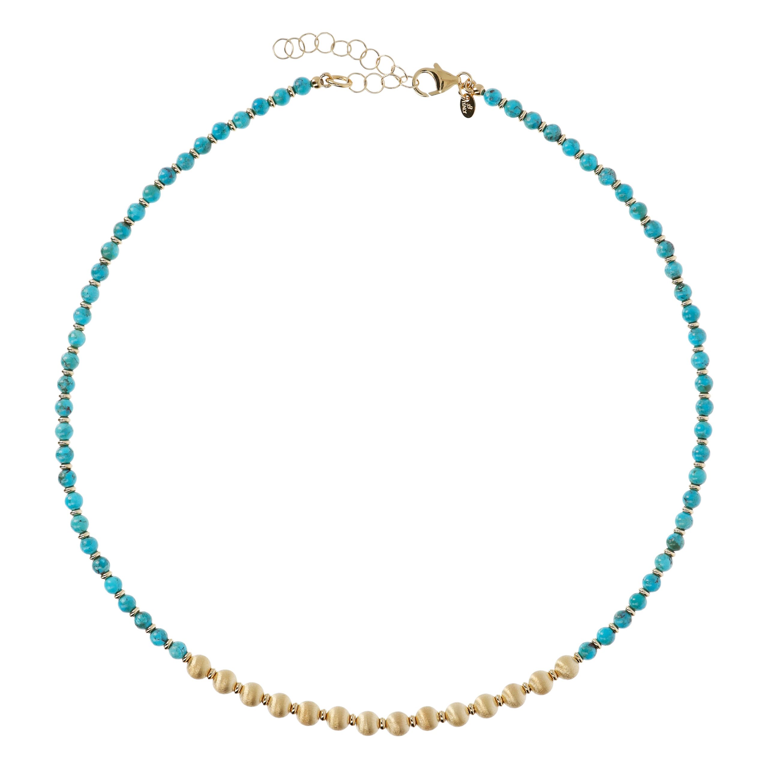 Bellissimo Bronzo Italian 18″ Turquoise Beaded Necklace