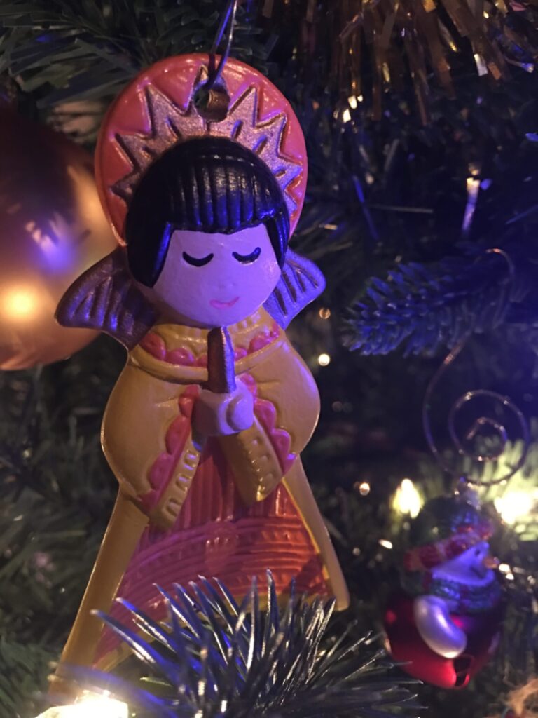 hand painted angel christmas ornament