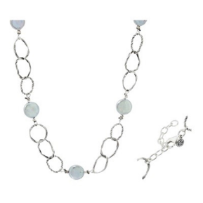 Danny Newfeld Sterling Silver Coin Pearl Organic Link Station Necklace