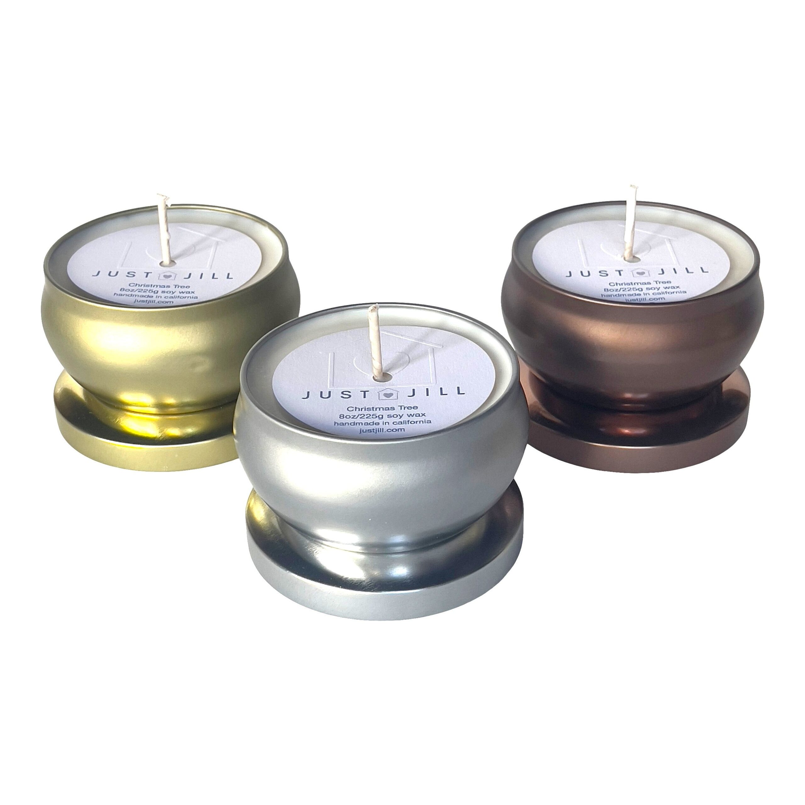 Just Jill Set of 3 Christmas Tree Scent Candle Tins