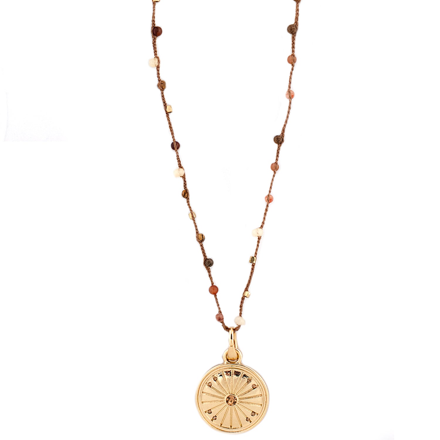 Marlyn Schiff Braided Cord Disc Pendant Necklace