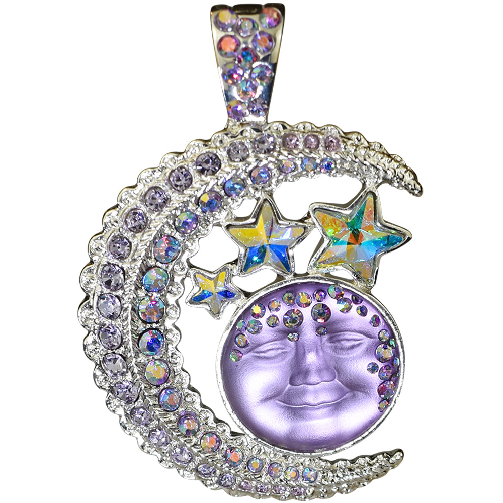 Kirks Folly Seaview Moon Foldover Magnetic Pendant-Silvertone/Purple