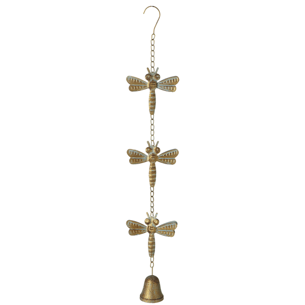 Hanging Patina Dragonfly Garden Windchime Bell by Just Jill