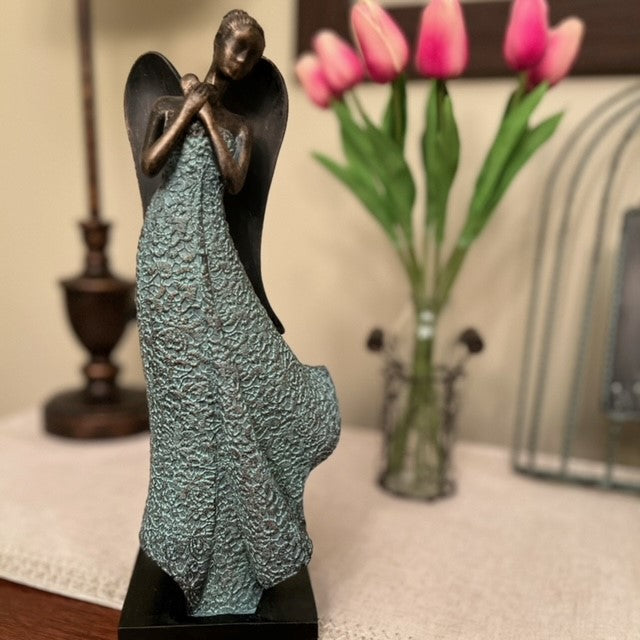 Indoor/Outdoor Lace Angel Holding Heart Garden Statue by Just Jill