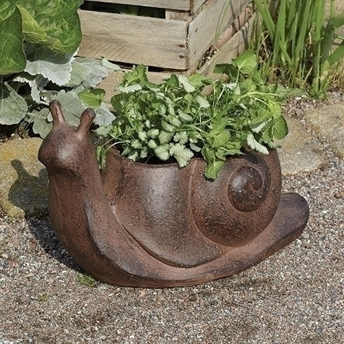 Resin Snail Dark Bronze Garden Planter by Just Jill