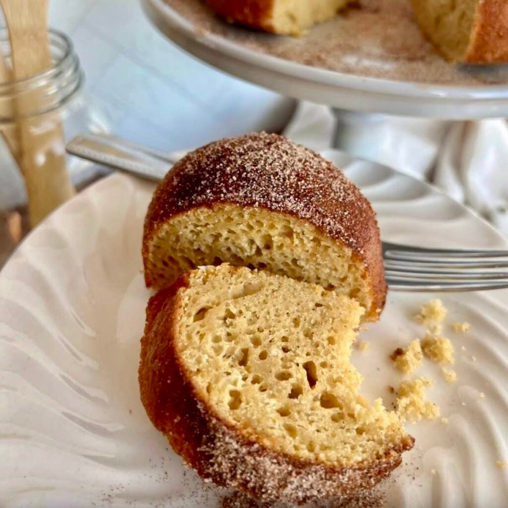 an easy fall dessert, donut cake on a plate